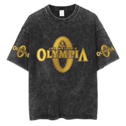 2026 Olympia Gym Man's Vintage Washed Graphic T Shirts Men Summer Fashion O-Neck Short Sleeve T-shirt Casual 100% Cotton Tshirt