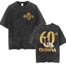 2026 Olympia Gym Man's Vintage Washed Graphic T Shirts Men Summer Fashion O-Neck Short Sleeve T-shirt Casual 100% Cotton Tshirt