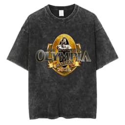 2026 Olympia Gym Man's Vintage Washed Graphic T Shirts Men Summer Fashion O-Neck Short Sleeve T-shirt Casual 100% Cotton Tshirt