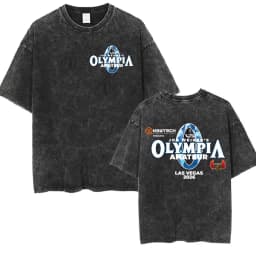 2026 Olympia Gym Man's Vintage Washed Graphic T Shirts Men Summer Fashion O-Neck Short Sleeve T-shirt Casual 100% Cotton Tshirt