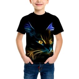 3D Tiger Pattern Printing Fashion T-Shirt Tiger Element Printing Summer New Boy Personalized Cool Tops Kids Funny T Shirt