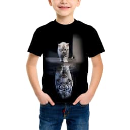 3D Tiger Pattern Printing Fashion T-Shirt Tiger Element Printing Summer New Boy Personalized Cool Tops Kids Funny T Shirt