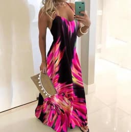 Summer Hot Sale Slimming Slim Fit Base Dress Positional Floral Spaghetti Strap Dress Women's Fashionable Elegant Clothing