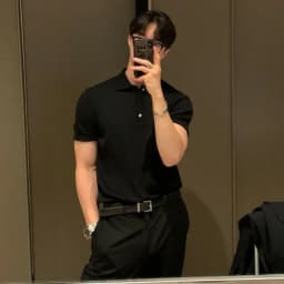 Summer Men Elasticity Polo Shirt Ice Silk Lapel Striped Thin T-shirt Breathable Cool Korean Version Slim Textured Short Sleeve