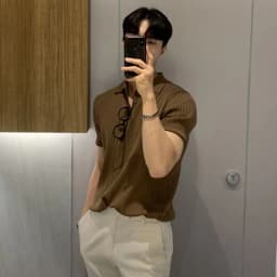 Summer Men Elasticity Polo Shirt Ice Silk Lapel Striped Thin T-shirt Breathable Cool Korean Version Slim Textured Short Sleeve