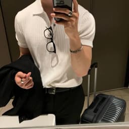Summer Men Elasticity Polo Shirt Ice Silk Lapel Striped Thin T-shirt Breathable Cool Korean Version Slim Textured Short Sleeve