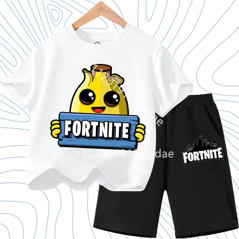 T-shirts Fortress Night Print Tees Gift FortnitesT-shirt Shorts for Boys Girl Tee Pants Set Summer 2pcs Children Clothing Tops