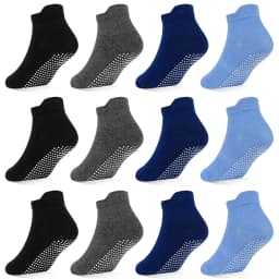 Non Slip Toddler Baby Socks 12 Pairs Anti Skid Ankle Socks for Girls Boys Grips Sock for 0-7 Years Children