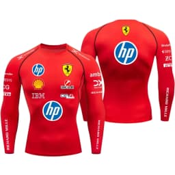 2026 Ferrari Men's Tight T-shirt, Hamilton 44, Outdoor Sports, Racing, Fast Drying, Charles Leclerc 16, Elastic, Long Sleeved