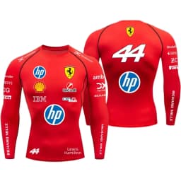 2026 Ferrari Men's Tight T-shirt, Hamilton 44, Outdoor Sports, Racing, Fast Drying, Charles Leclerc 16, Elastic, Long Sleeved