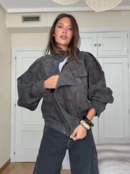 TFMLN Spring New Women Suede Leather Jacket Fashion High Collar Long Sleeve Causal Loose Jacket Coats Female Chic Streetwear