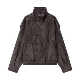 TFMLN Spring New Women Suede Leather Jacket Fashion High Collar Long Sleeve Causal Loose Jacket Coats Female Chic Streetwear