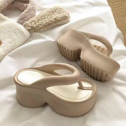 Women's Clip Toe Wedge Flip Flops 2026 Summer Chunky Platform Beach Sandals Woman Thick Sole High Heeled Eva Slippers Slides