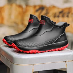Unisex Waterproof Rain Boots Ankle Length Non Slip Rubber Shoes Lightweight Garden Work Boots Removable Inner Outdoor Footwear