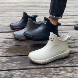 Unisex Waterproof Rain Boots Ankle Length Non Slip Rubber Shoes Lightweight Garden Work Boots Removable Inner Outdoor Footwear