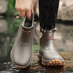 Unisex Waterproof Rain Boots Ankle Length Non Slip Rubber Shoes Lightweight Garden Work Boots Removable Inner Outdoor Footwear