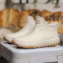Unisex Waterproof Rain Boots Ankle Length Non Slip Rubber Shoes Lightweight Garden Work Boots Removable Inner Outdoor Footwear