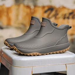Unisex Waterproof Rain Boots Ankle Length Non Slip Rubber Shoes Lightweight Garden Work Boots Removable Inner Outdoor Footwear