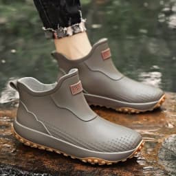 Unisex Waterproof Rain Boots Ankle Length Non Slip Rubber Shoes Lightweight Garden Work Boots Removable Inner Outdoor Footwear