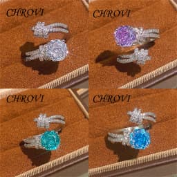 Elegant 925 Sterling Silver Octagonal Millennium Rose Ring for Women Set with High Carbon Diamond Rings