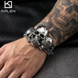 KALEN Men's Skeleton Bangle Stainless Steel 316L Punk Jewelry - KB49361-D