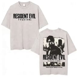 Limited Leon Kennedy Graphic T Shirts Resident Evil Requiem Vintage Washed T Shirt Men Women Harajuku High Street Trend T-shirts