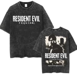 Limited Leon Kennedy Graphic T Shirts Resident Evil Requiem Vintage Washed T Shirt Men Women Harajuku High Street Trend T-shirts