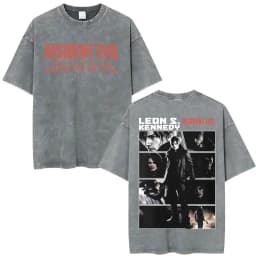 Limited Leon Kennedy Graphic T Shirts Resident Evil Requiem Vintage Washed T Shirt Men Women Harajuku High Street Trend T-shirts