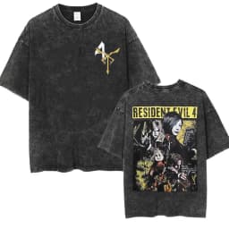 Limited Leon Kennedy Graphic T Shirts Resident Evil Requiem Vintage Washed T Shirt Men Women Harajuku High Street Trend T-shirts