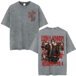 Limited Leon Kennedy Graphic T Shirts Resident Evil Requiem Vintage Washed T Shirt Men Women Harajuku High Street Trend T-shirts