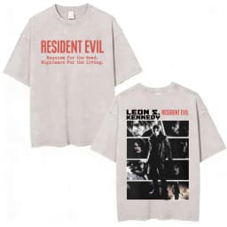 Limited Leon Kennedy Graphic T Shirts Resident Evil Requiem Vintage Washed T Shirt Men Women Harajuku High Street Trend T-shirts