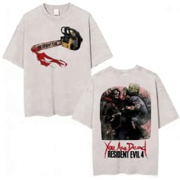 Limited Leon Kennedy Graphic T Shirts Resident Evil Requiem Vintage Washed T Shirt Men Women Harajuku High Street Trend T-shirts
