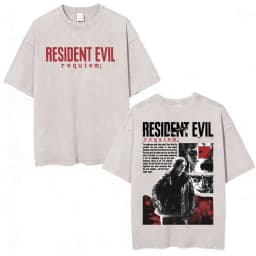 Limited Leon Kennedy Graphic T Shirts Resident Evil Requiem Vintage Washed T Shirt Men Women Harajuku High Street Trend T-shirts