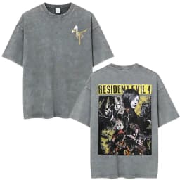 Limited Leon Kennedy Graphic T Shirts Resident Evil Requiem Vintage Washed T Shirt Men Women Harajuku High Street Trend T-shirts