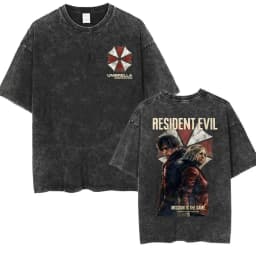 Limited Leon Kennedy Graphic T Shirts Resident Evil Requiem Vintage Washed T Shirt Men Women Harajuku High Street Trend T-shirts