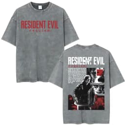 Limited Leon Kennedy Graphic T Shirts Resident Evil Requiem Vintage Washed T Shirt Men Women Harajuku High Street Trend T-shirts