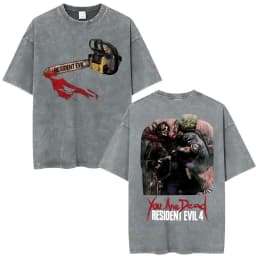 Limited Leon Kennedy Graphic T Shirts Resident Evil Requiem Vintage Washed T Shirt Men Women Harajuku High Street Trend T-shirts