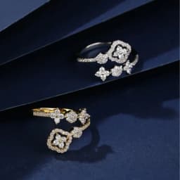 OXTAO Romantic Four Leaf Flower Moissanite Open Band Ring 14K Gold Filled Clover Star Wedding Jewelry Anniversary Gift for Women