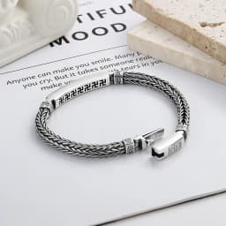 silver retro bracelet 925 sterling Unisex Persfor men's and women's personality fashion fox tail bracelet engraved jewelry gifts