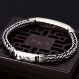 silver retro bracelet 925 sterling Unisex Persfor men's and women's personality fashion fox tail bracelet engraved jewelry gifts