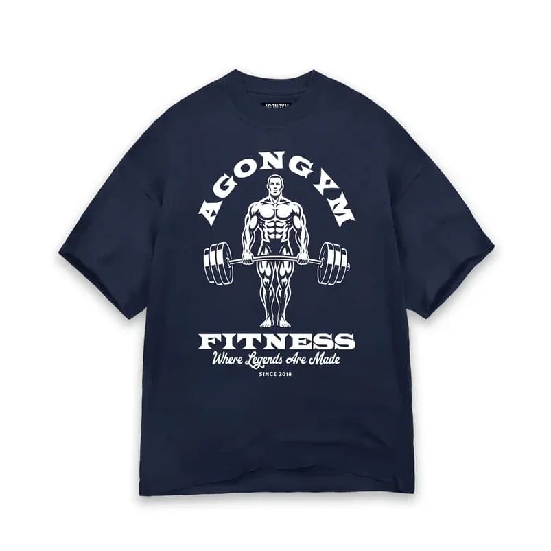 AGONGYM Men's T-Shirt Fitness Bodybuilding Graphic Tee Cotton Gym Workout Shirt "Where Legends Are Made" Casual Streetwear