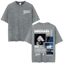 King of Pop Michael Jackson Bad Era Vintage Washed T-shirts Men's Clothes Hip Hop Punk T Shirts Casual Cotton Streetwear T-shirt