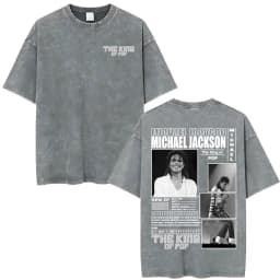 King of Pop Michael Jackson Bad Era Vintage Washed T-shirts Men's Clothes Hip Hop Punk T Shirts Casual Cotton Streetwear T-shirt