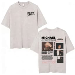 King of Pop Michael Jackson Bad Era Vintage Washed T-shirts Men's Clothes Hip Hop Punk T Shirts Casual Cotton Streetwear T-shirt
