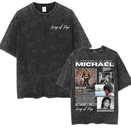 King of Pop Michael Jackson Bad Era Vintage Washed T-shirts Men's Clothes Hip Hop Punk T Shirts Casual Cotton Streetwear T-shirt