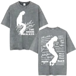King of Pop Michael Jackson Bad Era Vintage Washed T-shirts Men's Clothes Hip Hop Punk T Shirts Casual Cotton Streetwear T-shirt