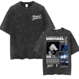 King of Pop Michael Jackson Bad Era Vintage Washed T-shirts Men's Clothes Hip Hop Punk T Shirts Casual Cotton Streetwear T-shirt