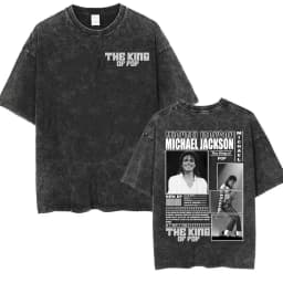 King of Pop Michael Jackson Bad Era Vintage Washed T-shirts Men's Clothes Hip Hop Punk T Shirts Casual Cotton Streetwear T-shirt