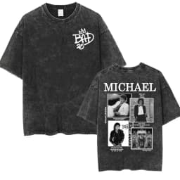 King of Pop Michael Jackson Bad Era Vintage Washed T-shirts Men's Clothes Hip Hop Punk T Shirts Casual Cotton Streetwear T-shirt