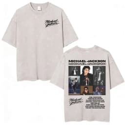 King of Pop Michael Jackson Bad Era Vintage Washed T-shirts Men's Clothes Hip Hop Punk T Shirts Casual Cotton Streetwear T-shirt